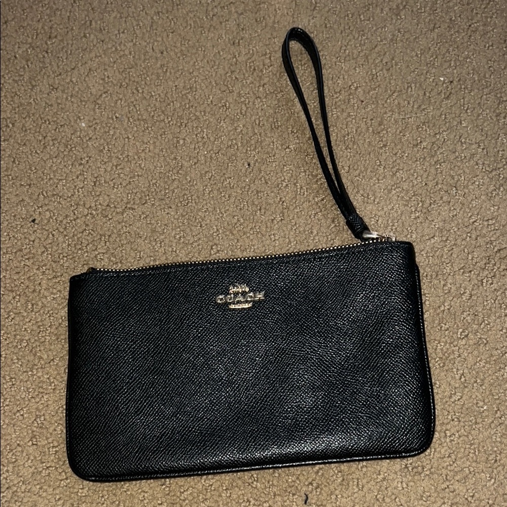 Coach Sleek Black Leather Wristlet